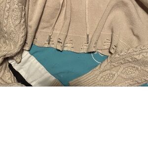 Maniere De Voir Beige Cable Knit Cardigan